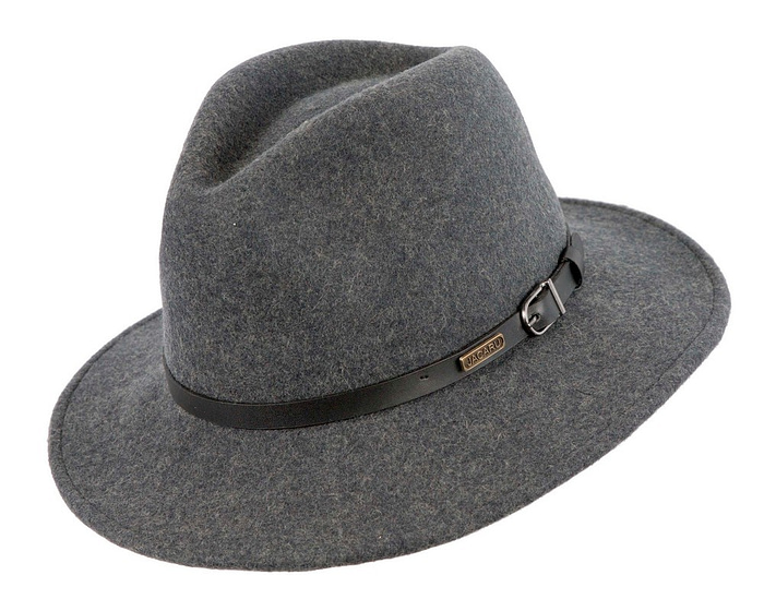 Unisex Grey Fedora Felt Wide Brim Foldable Hat - Hats From OZ