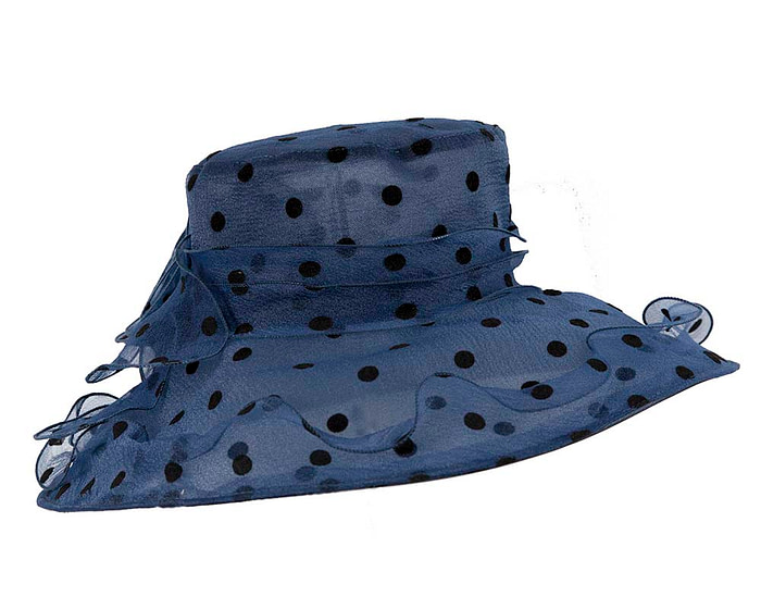 Large Navy Organza Racing Hat - Hats From OZ