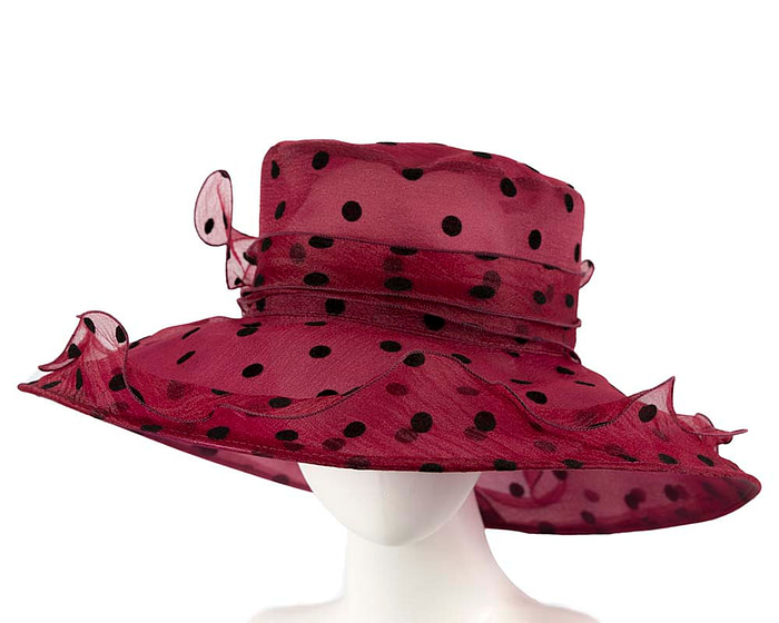 Large Burgundy wine Organza Racing Hat - Hats From OZ