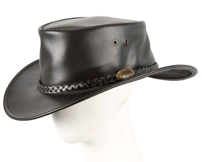 Black Australian Waxed Leather Bush Outback Jacaru Hat - Hats From OZ