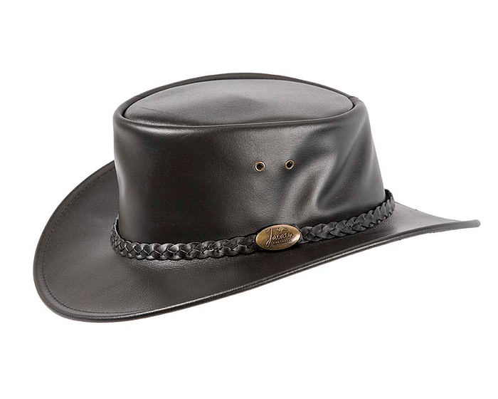 Black Australian Waxed Leather Bush Outback Jacaru Hat - Hats From OZ