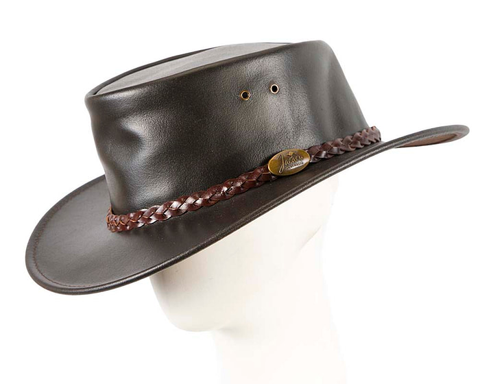 Brown Australian Waxed Leather Bush Outback Jacaru Hat - Hats From OZ