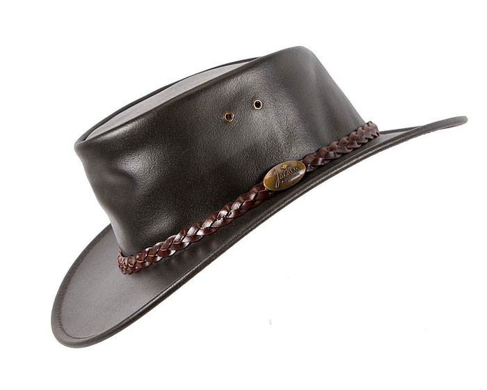 Brown Australian Waxed Leather Bush Outback Jacaru Hat - Hats From OZ
