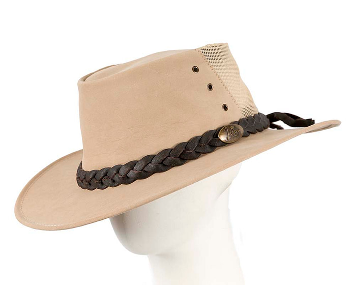 Beige Australian Kаngаrоо Leather Cooler Jacaru Hat - Hats From OZ
