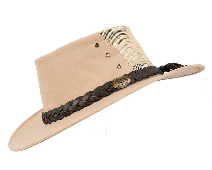 Beige Australian Kаngаrоо Leather Cooler Jacaru Hat - Hats From OZ