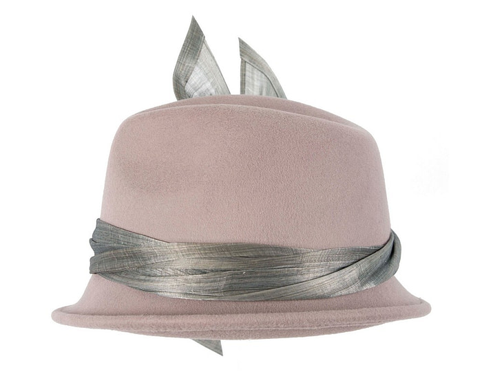 Grey ladies winter fashion felt fedora hat by Fillies Collection - Hats From OZ