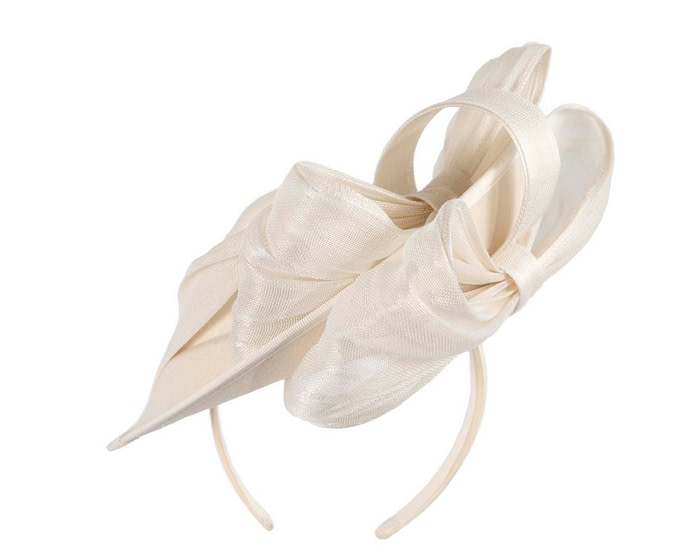 Cream plate with bow winter fascinator by Fillies Collection - Hats From OZ