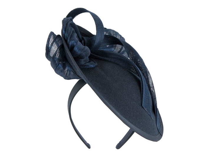 Navy plate with bow winter fascinator by Fillies Collection - Hats From OZ