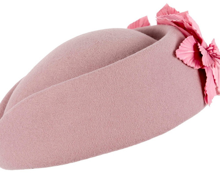 Large Dusty Pink felt beret hat by Fillies Collection - Hats From OZ