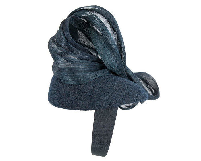 Bespoke navy pillbox with bow by Fillies Collection - Hats From OZ