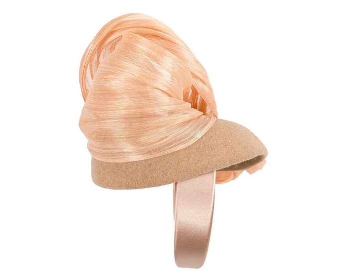 Bespoke beige pillbox with bow by Fillies Collection - Hats From OZ