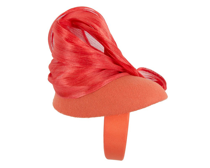 Bespoke orange pillbox with bow by Fillies Collection - Hats From OZ