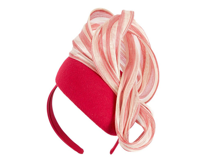 Bespoke red cream pillbox with bow by Fillies Collection - Hats From OZ