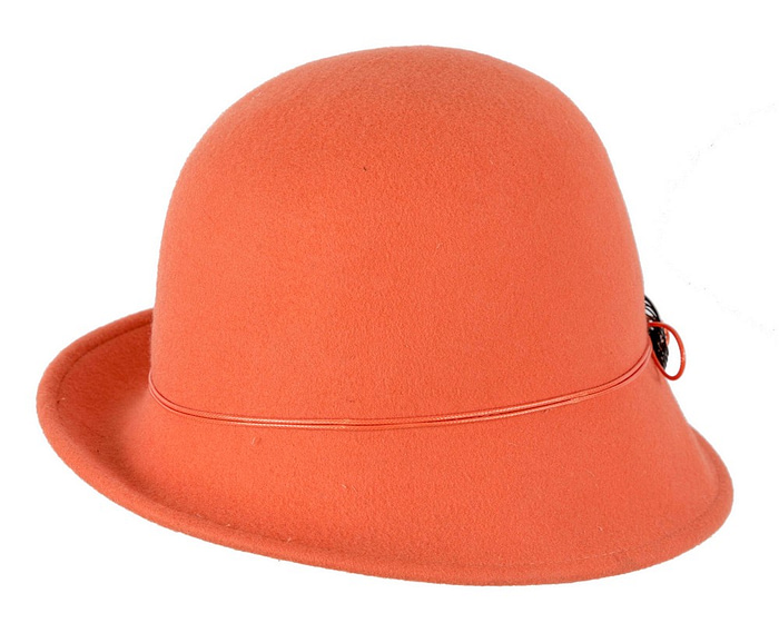 Orange felt cloche hat by Max Alexander - Hats From OZ