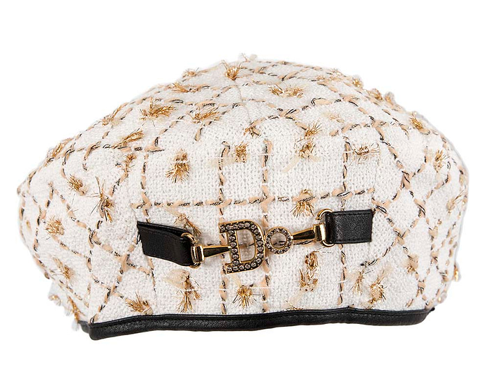 White and Gold winter beret by Max Alexander - Hats From OZ