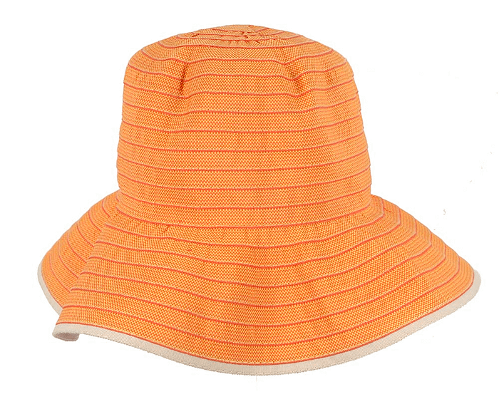 Orange ladies wide brim summer beach hat - Hats From OZ