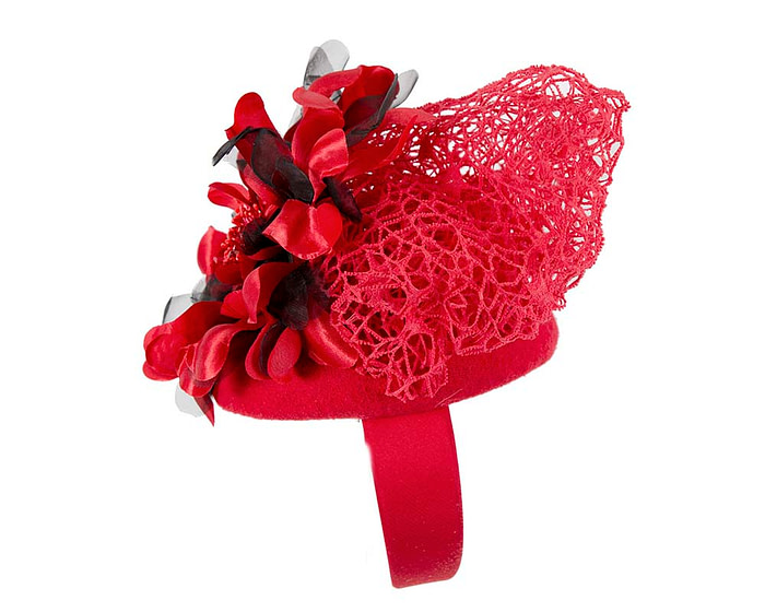 Bespoke red winter racing fascinator - Hats From OZ