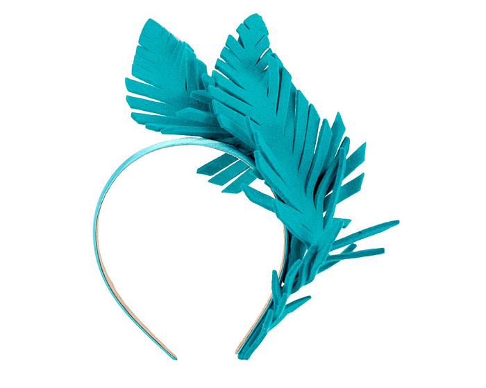 Blue felt leafs winter racing fascinator by Max Alexander - Hats From OZ