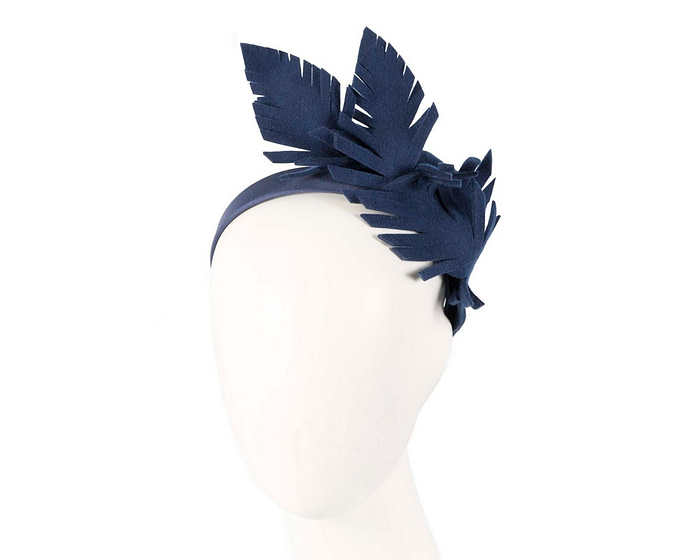 Navy felt leafs winter racing fascinator by Max Alexander - Hats From OZ