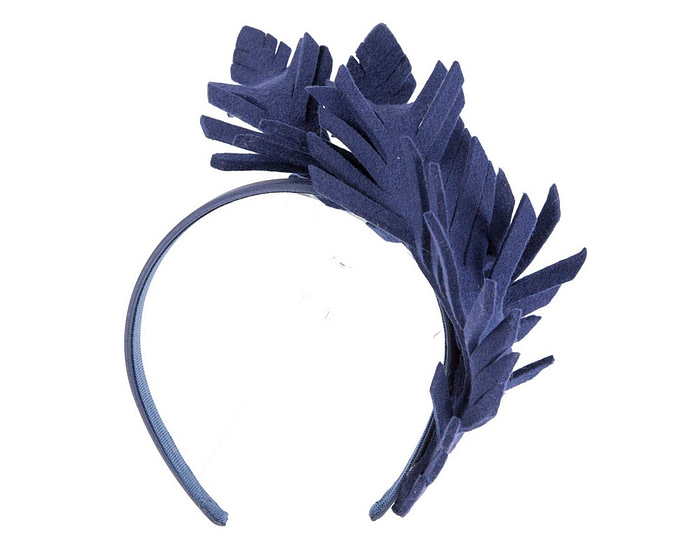 Navy felt leafs winter racing fascinator by Max Alexander - Hats From OZ