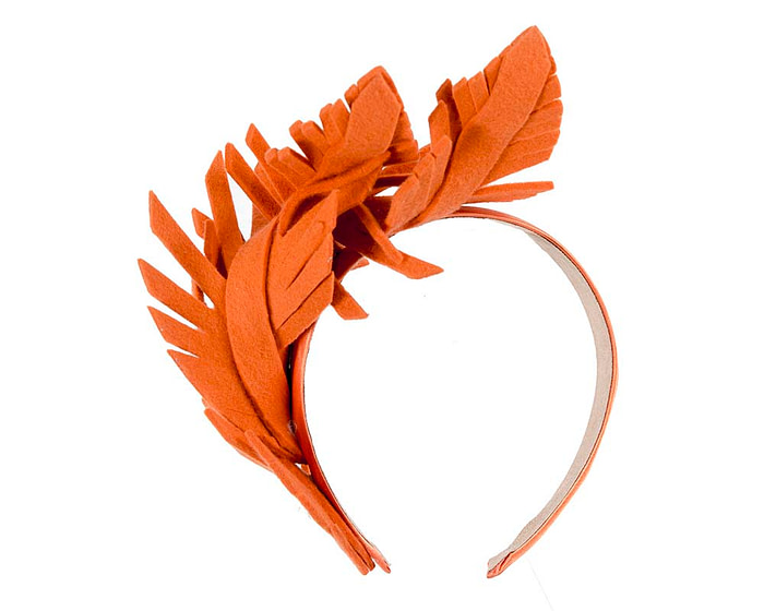 Orange felt leafs winter racing fascinator by Max Alexander - Hats From OZ