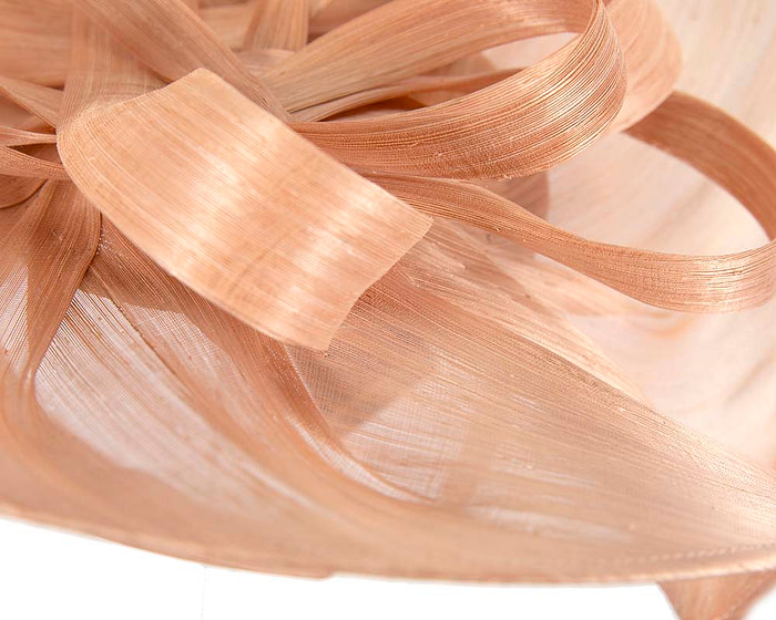 Large nude silk abaca heart fascinator - Hats From OZ