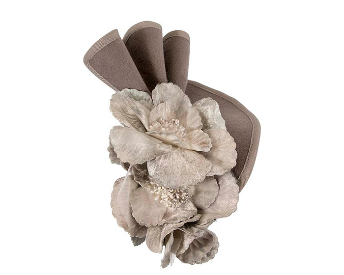 Large grey felt flower fascinator by Fillies Collection - Hats From OZ