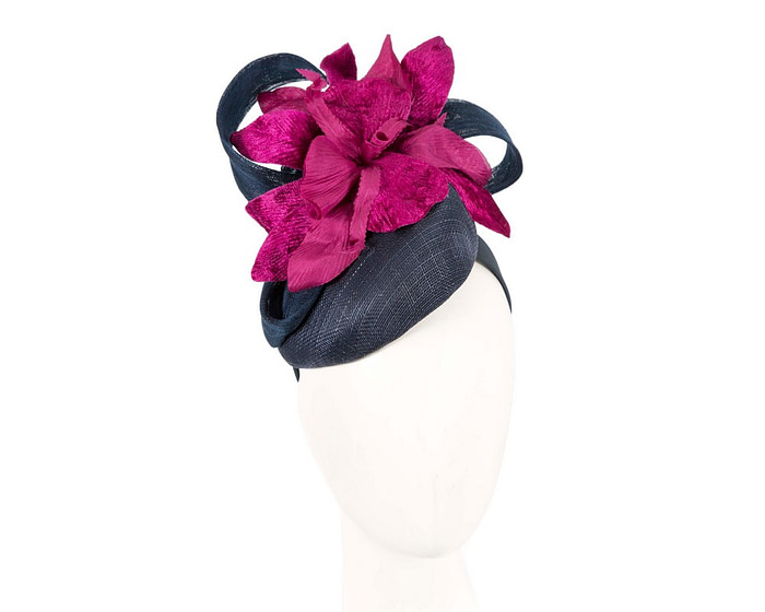 Tall navy & purple racing pillbox fascinator by Fillies Collection - Hats From OZ