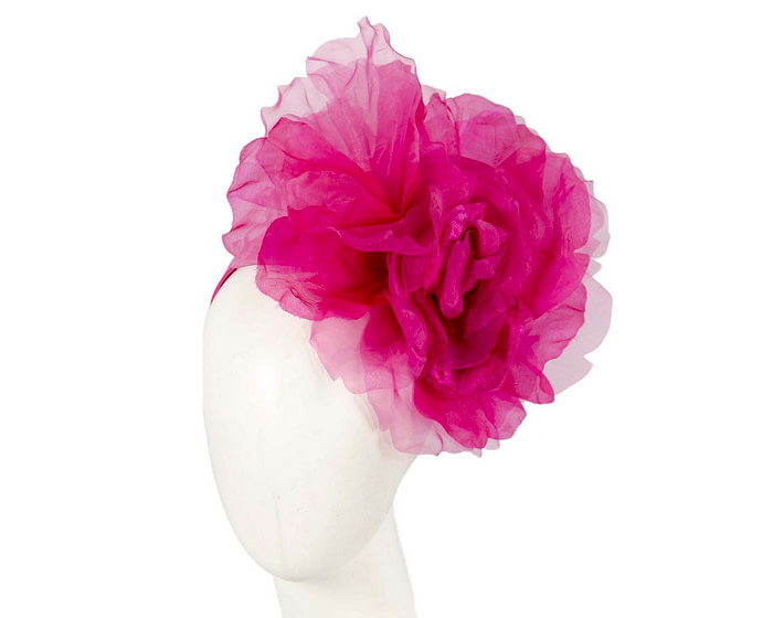 Large fuchsia silk flower fascinator by Fillies Collection - Hats From OZ
