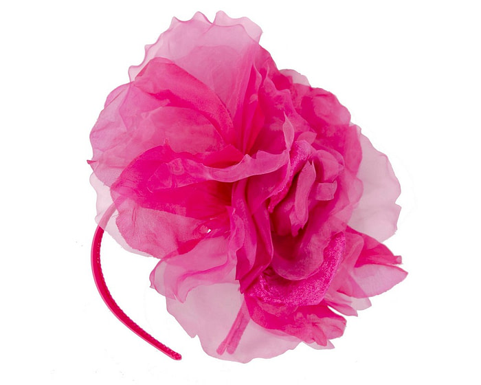 Large fuchsia silk flower fascinator by Fillies Collection - Hats From OZ