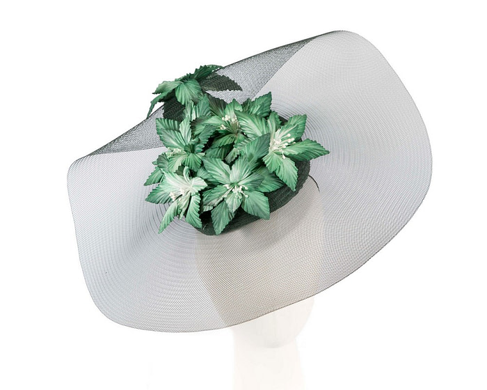 Wide brim green fascinator hat by Fillies Collection - Hats From OZ