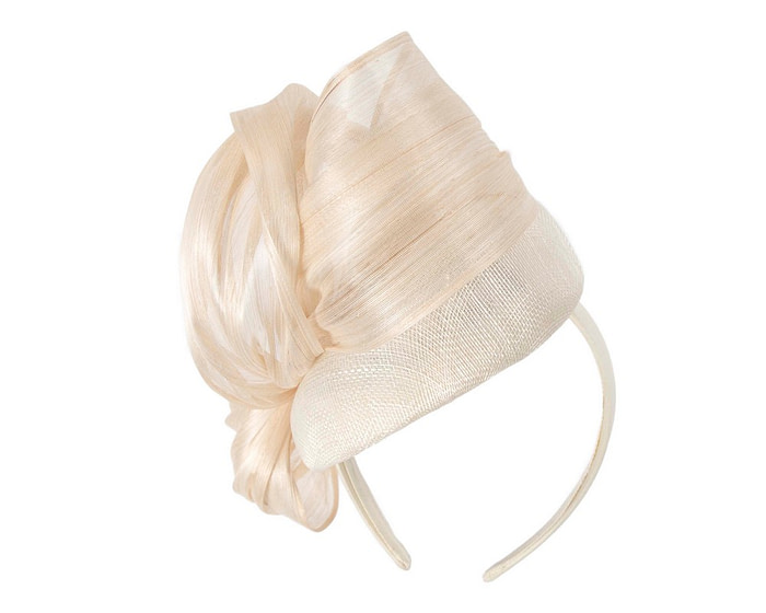 Cream pillbox fascinator with silk abaca bow by Fillies Collection - Hats From OZ