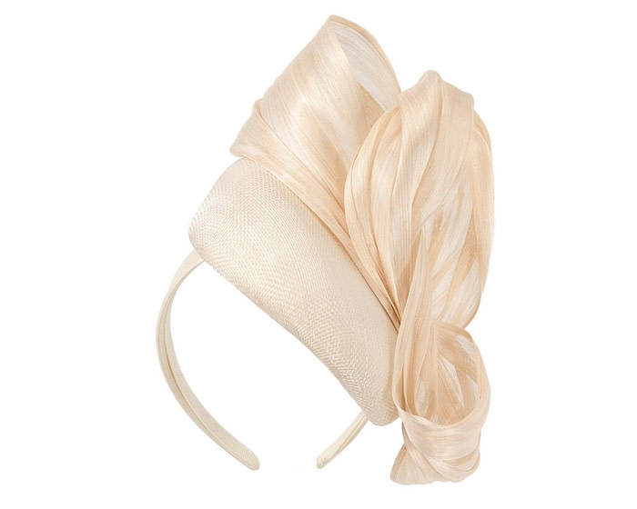 Cream pillbox fascinator with silk abaca bow by Fillies Collection - Hats From OZ