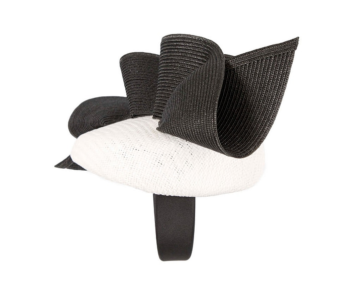 White & black pillbox fascinator by Fillies Collection - Hats From OZ