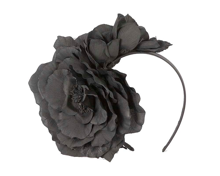 Large black flower fascinator headband by Max Alexander - Hats From OZ