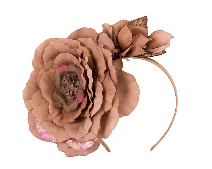 Large coffee flower fascinator headband by Max Alexander - Hats From OZ