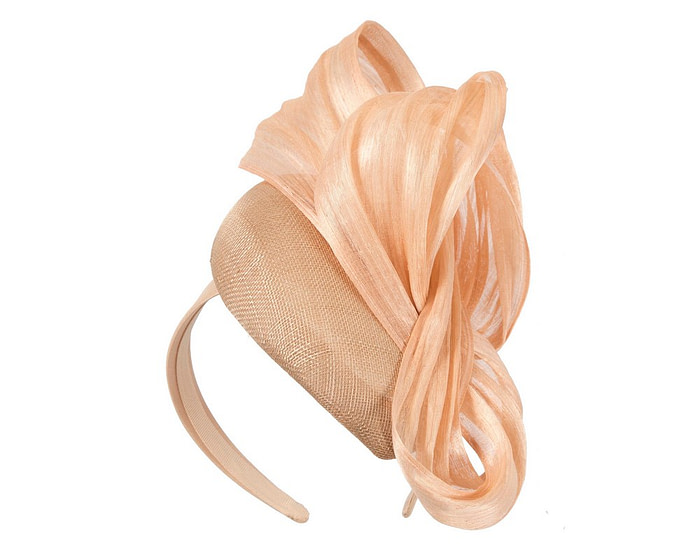 Nude pillbox fascinator with silk abaca bow by Fillies Collection - Hats From OZ