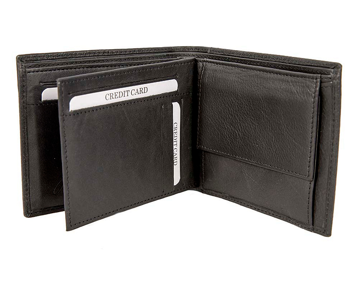 Black Kangaroo Leather Mens Wallet Two Fold - Hats From OZ