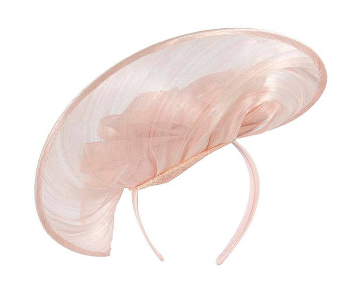 Large blush silk abaca heart fascinator - Hats From OZ