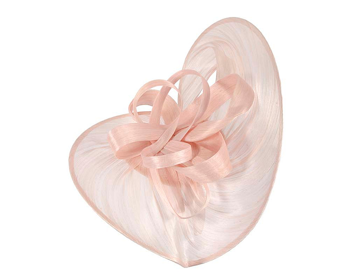 Large blush silk abaca heart fascinator - Hats From OZ