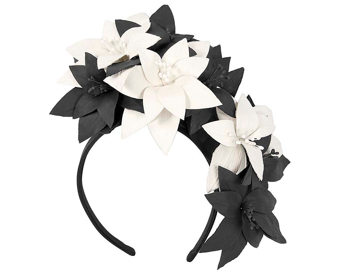 Black & Cream flower fascinator by Cupids Millinery - Hats From OZ