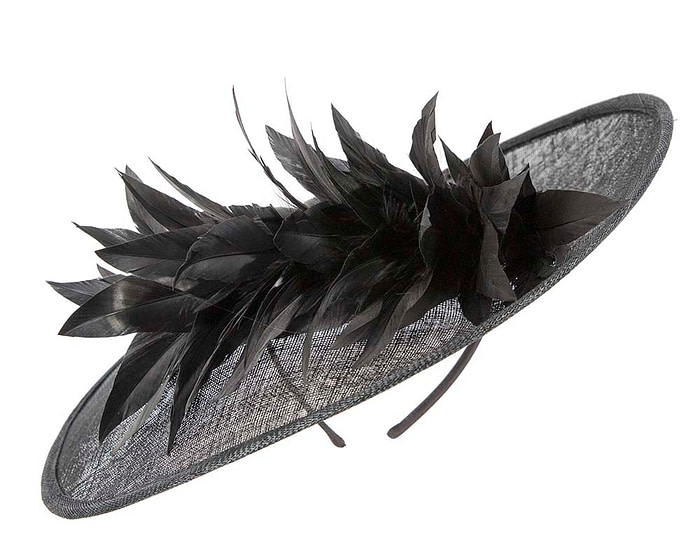 Large black sinamay fascinator hat by Max Alexander - Hats From OZ