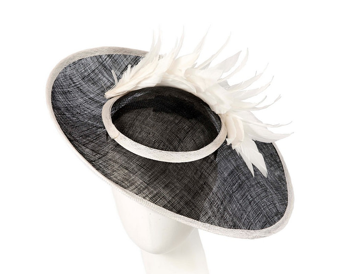 Large black & cream sinamay fascinator hat by Max Alexander - Hats From OZ