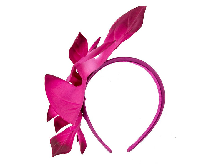 Fuchsia monstera leaves fascinator by Max Alexander - Hats From OZ
