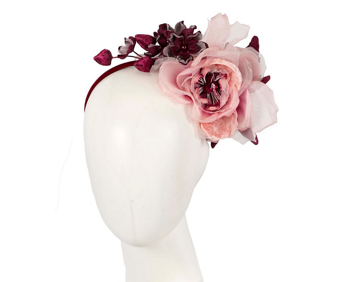 Pink & burgundy flower headband fascinator by Max Alexander - Hats From OZ