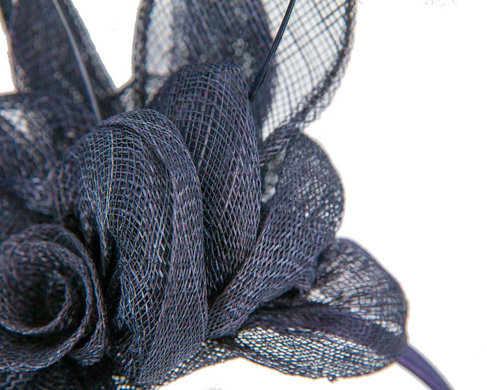 Navy sinamay flower fascinator by Max Alexander - Hats From OZ