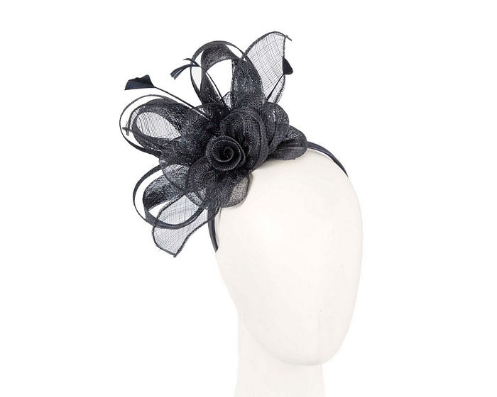 Navy sinamay flower fascinator by Max Alexander - Hats From OZ