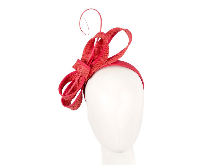 Red loops and feather fascinator by Max Alexander - Hats From OZ