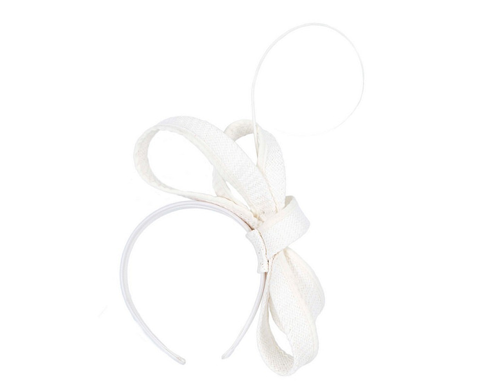White loops and feather fascinator by Max Alexander - Hats From OZ