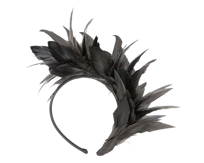 Black feather fascinator headband by Max Alexander - Hats From OZ